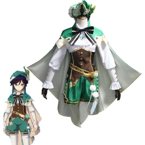 Game Genshin Impact Venti Cosplay Costume Venti Outfit Dress Costumes Woman Girl Cosplay Maid Party Full Set