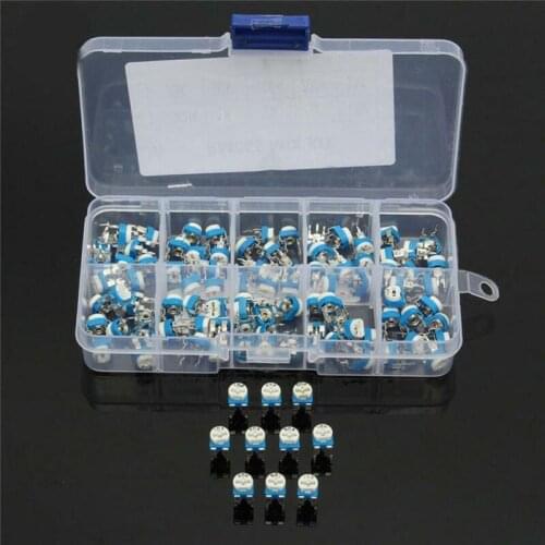 Resistor Kit Blue And White Adjustable Resistance 6MM Classification Box Set 100Pcs/lot 10 Specifications (500ohm~1M)