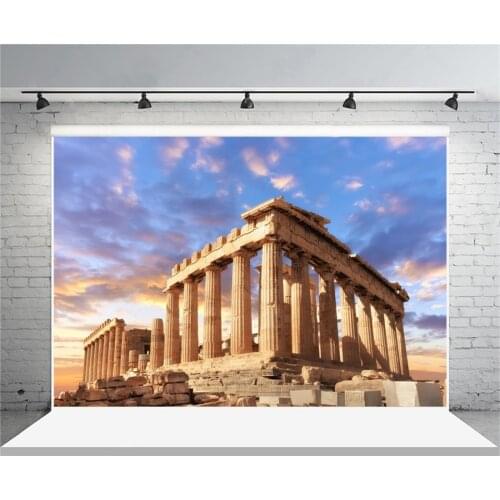 Laeacco Cloudy Twilight Parthenon Temple Athens Greece Scenic Photography Backgrounds Vinyl Custom Backdrops For Photo Studio