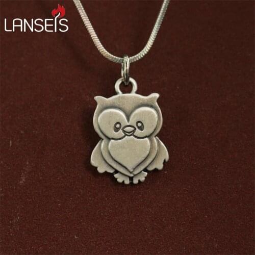 Lanseis20pcs wholesale tiny Cute Cartoon owl pendants for women necklace Animal jewelry Simple Summer necklace gift for friend