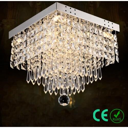 Chandelier light E14 95-245v Metal K9 crystal Small Square Foyer Modern Asile Light E CE ROSH Custom Designed