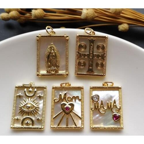 20pcs/lot 17x24mm Copper Virgin Mary Sacred Heart Pendant & Charms Cross & Guadalupe & Evil Eye Pendant for Women & Gift