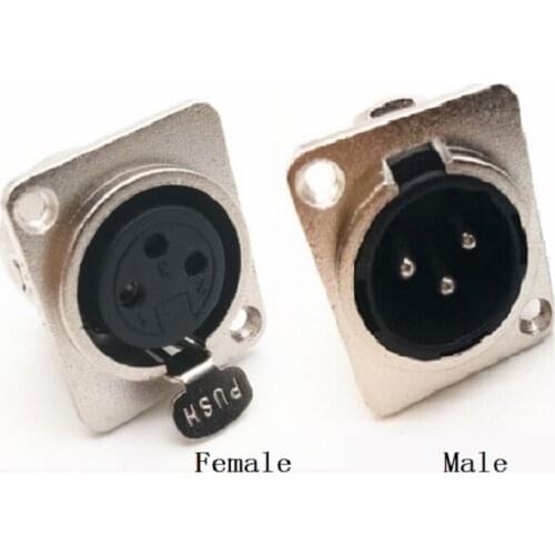 XLR connector 3PIN Male Female Socket Panel Chassis Metal square Microphone jack Wire Connector XLR jack