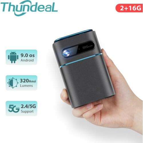 ThundeaL 2K 4K Mini DLP Projector Pocket Pico Android 9.0 WiFi TV DLP Video Portable Projector Home Outdoor Smartphone Beamer