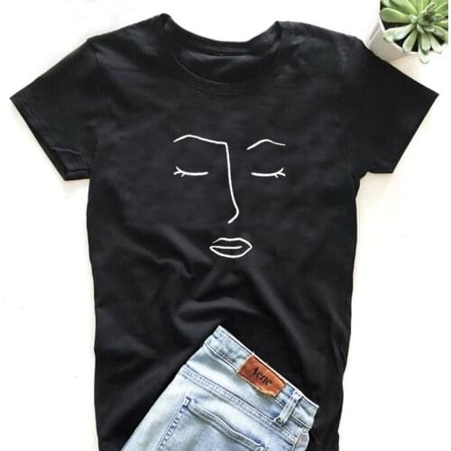 New Camiseta Painting Art Harajuku T-shirts Line Art Face Tee Shirt Femme Pop Summer Tops Tumblr T Shirt Women Clothes