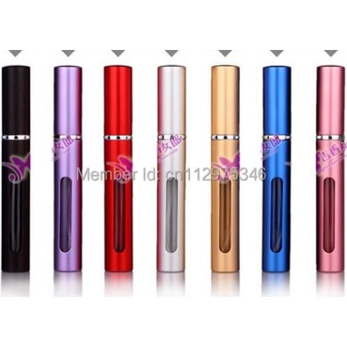 Wholesale Wedding favor 100pcs MINI 5ML Aluminum Empty Glass Perfume Refillable Bottle Spray Perfume Atomizers Bottles PB37