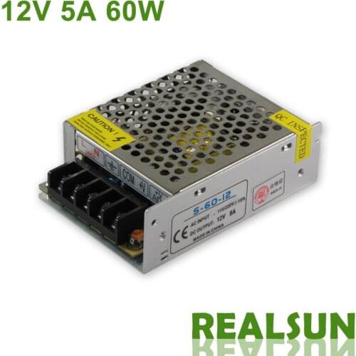 2pcs/lot 12V 5A 60W Switch Power Supply Driver Switching For LED Strip Light Display 110V/220V free shipping