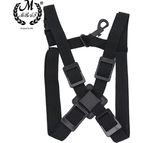 M MBAT Adjustable Saxophone Double Shoulder Straps Belt Alto/Tenor/Soprano Sax Portable Black Cozy Strap Saxophone Accessories