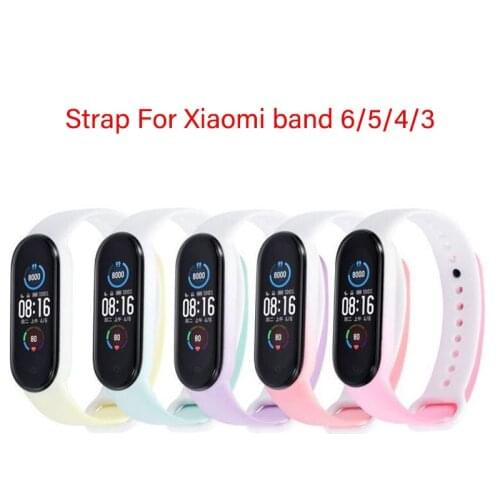 Strap for Xiaomi Band 6 5 4 3 Smart Watch wristband Bracelet Silicone TPU Soft Colorful Strap for Amazfit band 5 Miband 6 5 4