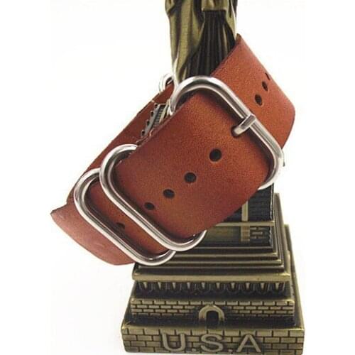 Zulu strap - 1PCS High quality 24MM Nato strap genuine leather Watch band NATO straps watch strap brown color-1411045