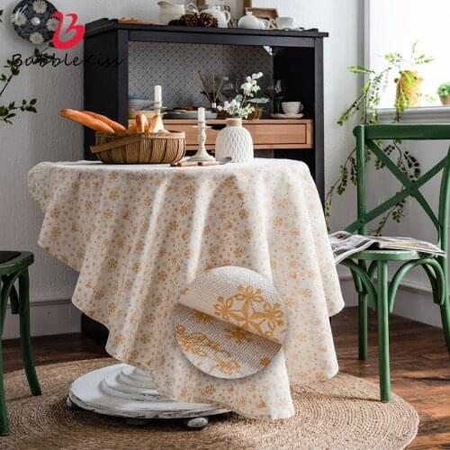 Bubble Kiss Cotton Linen Tablecloth Red Christmas Snow Pattern European Style Cover Washable Party Wedding Decor Table Cloth