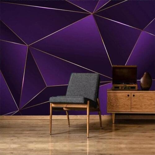 Modern Abstract Geometric Lines Purple Papel De Parede 3d Wall Papers Home Decor Living Room Bedroom Decor Mural Wallpaper 3D