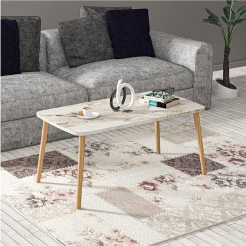 Modern White Marble Pattern Medium coffee table Wood coffee tables table basse furniture living room table