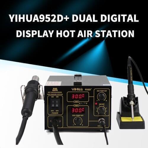 Hot Air Station 952D+ Soldering Station Hot Air With 4 Nozzles Pump Type Double Digital Display For Phone Repair