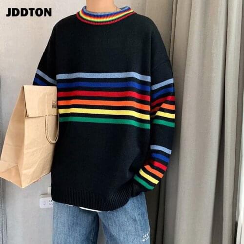 JDDTON Casual Sweater Men Harajuku Sweatshirt O-Neck Fashion Long Sleeve Sweaters Hip Hop Female Male Pullover Streetwear JE488