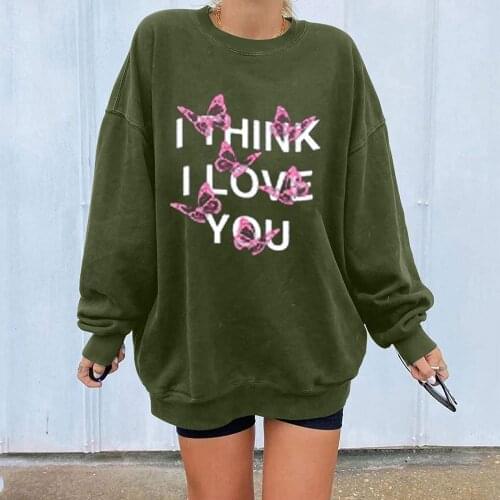 Romantische Brieven Print Hoodies Sweatshirts Vrouwen Lange Mouwen Grijs Sweatshirt Losse Oversized Streetwear Casual 2021
