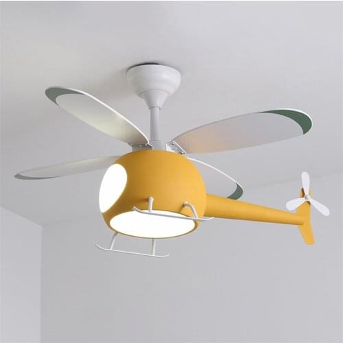 Smart Childrens Room Ceiling Fans with Lights Remote Control Bedroom Home Decor Aircraft Light Fixtures LED Dimming Lighting