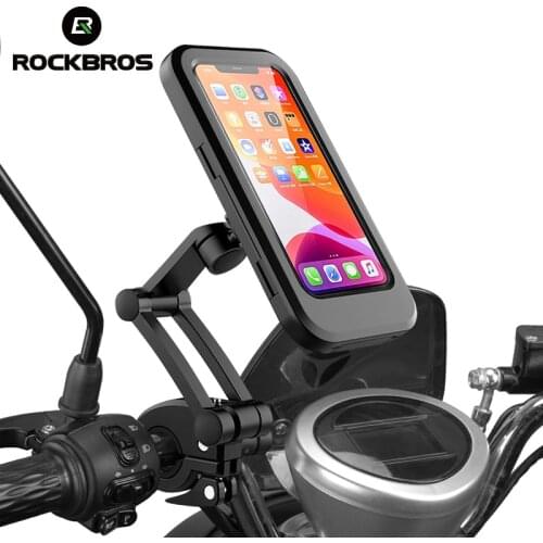 ROCKBROS Bike Handlebar Holder Adjustable IPX6 Waterproof Cycling Bracket Flexible Touch Screen Phone Stand Bicycle Accessories