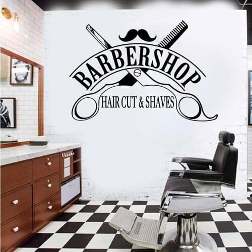 Large Barber Shop Hair Cut Shaves Wall Sticker Barber Hairstyle Beauty Salon Wall Decal Bar Ber Spa Salon Vinyl