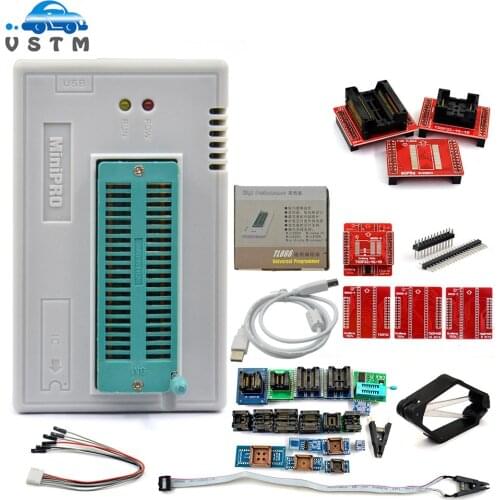 VSTM 100% Original V11 TL866II Plus Universal Minipro Programmer+28 Adapters+Test Clip TL866 PIC Bios High speed Programmer