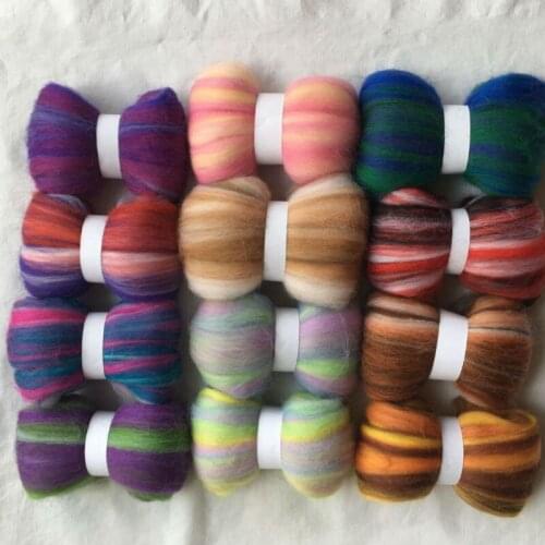 WFPFBEC Australia 20um sheep 100% wool fiber needle felting wool for felt wool roving 10g/20g/50g/100g/color
