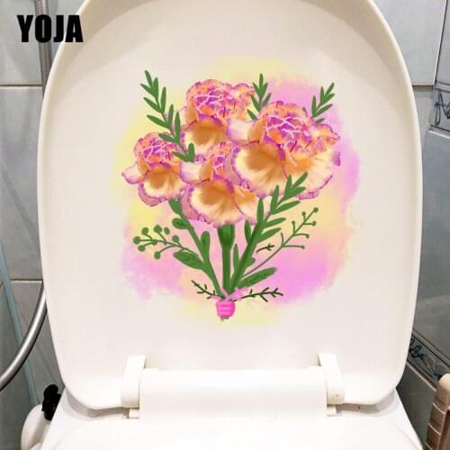 YOJA 22.5X22.7CM Hand Drawn Carnation Bedroom Decor Wall Sticker Cartoon Home Toilet WC Decal T1-1824