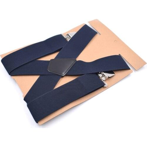 Plus Size 50mm Wide Men Suspenders Fashion High Elastic Adjustable 4 Strong Clips Suspender Back Trousers Braces Accessories