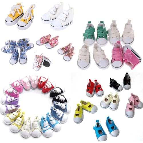 1 Pair 5cm Doll Canvas Shoes Seakers Doll Toy Footwear Sports Tennis Shoes for 1/6 BJD Children Gift Toys