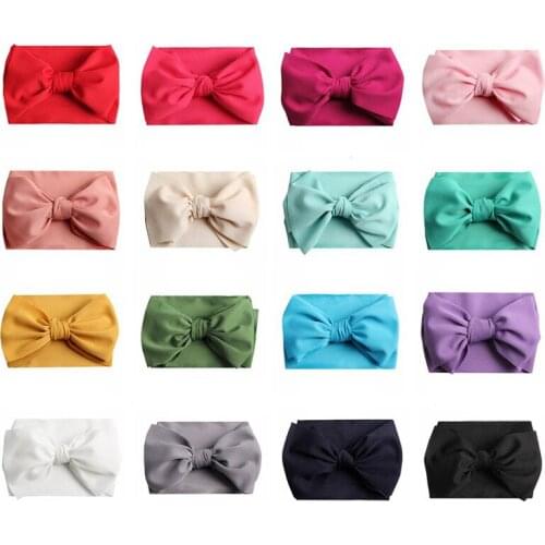 2019 New Arrival Spring Big Hair Bow Elastic Nylon Headband Waffle Fabric Knot Bow Turban Headwrap Girl Kids Hair Accessories
