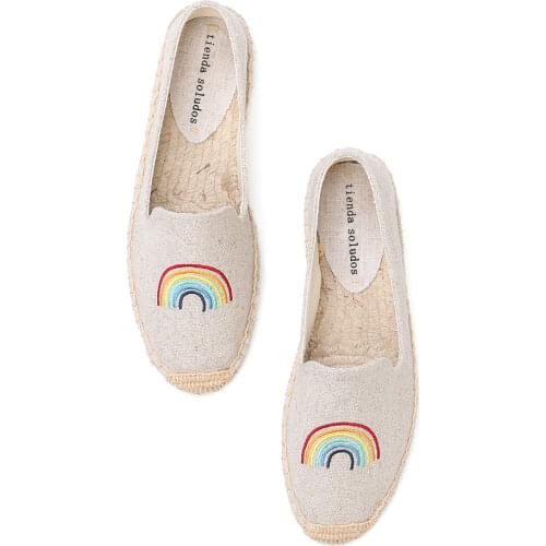 Tienda Soludos Espadrilles For Flat Shoes Sneakers Pearl Slip-on For Linen Girl Fisherman Flats Driving Spring rainbow