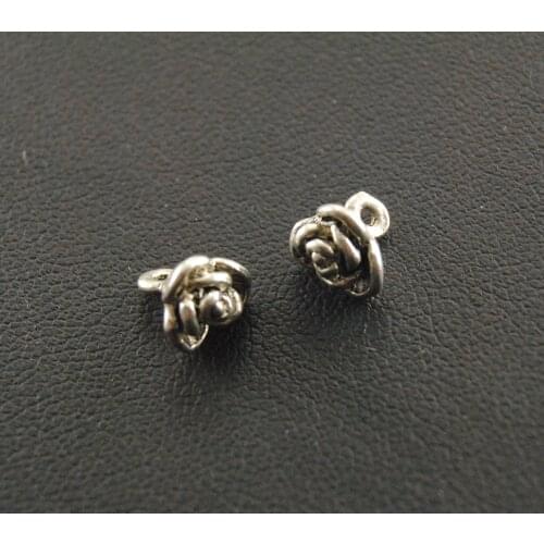 50pcs Silver Color and Bronze Metal Rose Flower Charm Pendants zipper puller Findings Jewelry 7mm A102/A103