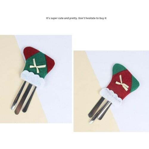 6 Pcs Christmas Mini Socks Decoration Knife Spoon Fork Bag Candy Pouch Stocking Socking for Xmas Party Tree Dinner Table R7UB
