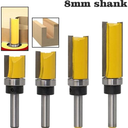 8mm Shank Template Trim Hinge Mortising Router Bit Straight end mill trimmer cleaning flush trim Tenon Cutter forWoodworking