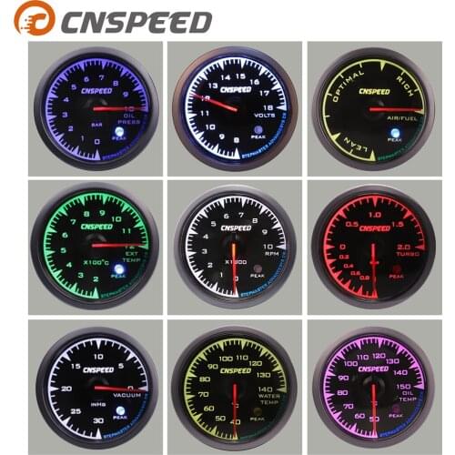 Shark style 2.5" 60mm Turbo Boost gauge Oil Temp press Volt Tachometer Water temp Air fuel Ratio Exhaust gas temp with 7 Colors