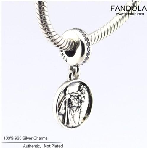 Authentic 925 Sterling Silver Clear CZ Guardian of Travel Dangle Charm Beads for Jewelry Making Fit Original Charms Bracelet
