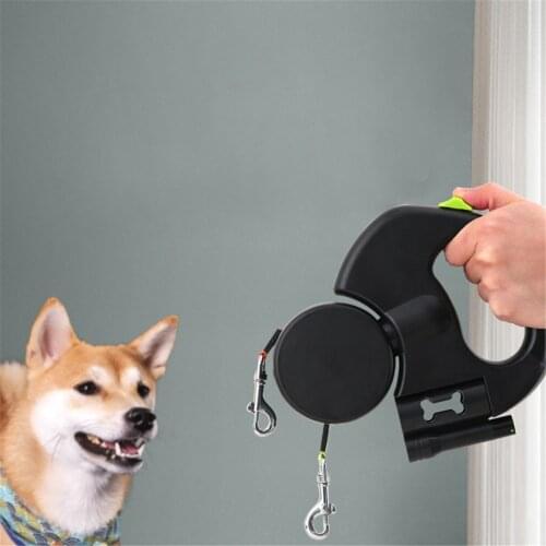 Double Dog Rope Retractable Dual Pet Leash Rope 360 ° Rotation with Light Pet Dog Traction Rope Puppy Belt for 2 Dogs Walking