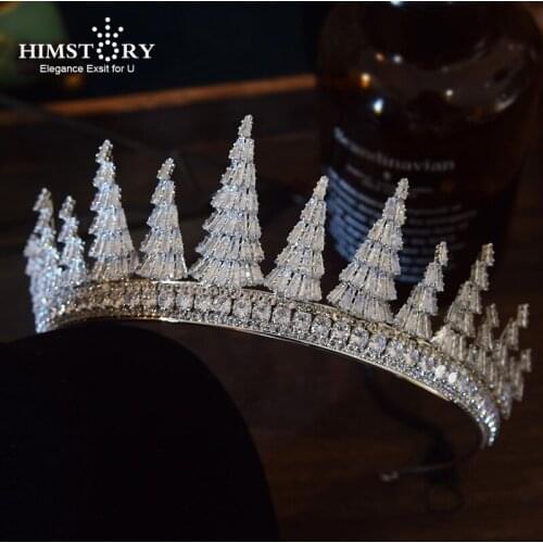 HIMSTORY New CZ Tiara Crystal Headband Bridal Crown Elegant Ladies Headwear Party Crown Wedding Hair Accessories