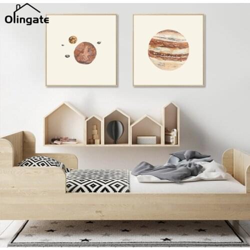 Canvas Painting Cartoon Galaxy Stars Planet Space Universe Earth Posters and Prints One Piece Wall Picture for Home Decor Gift