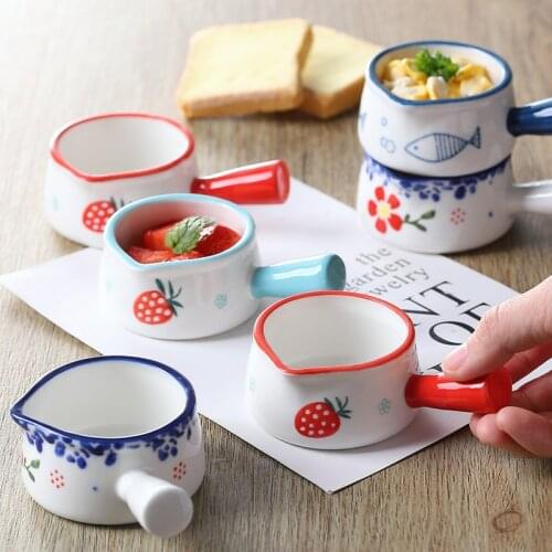 Ceramic Handle Milk Pot Small Milk Cup Milk Cup Soup Bowl Steak Western Sauce Hand-Painted Coffee Fresh Milk