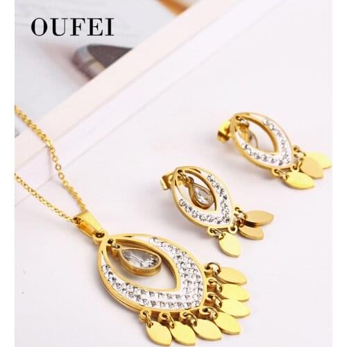 OUFEI stainless steel Rose gold for women necklace earring sets Vintage Fringe Long Necklace Earring Set luxury Fashion new 2019