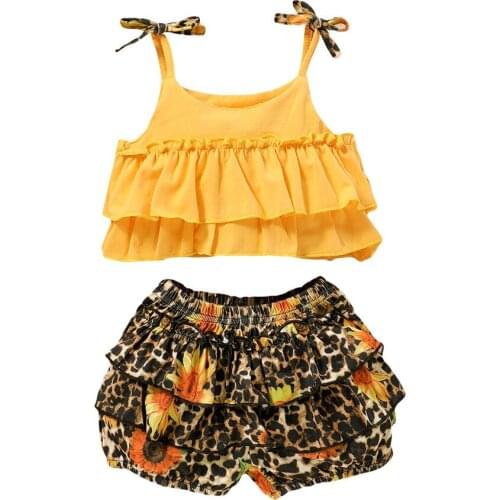 Toddler Baby girls clothes sleeveless Flower summer suits Halter tops+shorts set children girls clothing baby Outfits CM