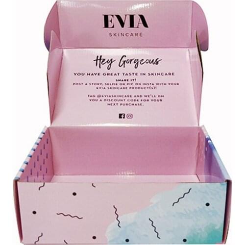 Custom Printed Size Cosmetic Corrugated Cardboard Pink Shipping Boxes Custom Logo Mailer Shipping Box