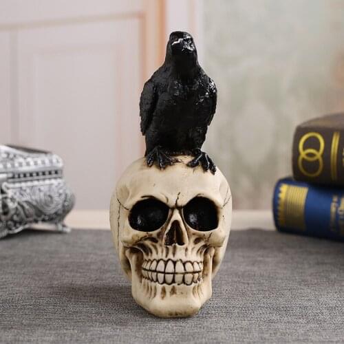Creative Resin Skull Crow Skull Home Halloween Decor Statue Personalized Ornaments