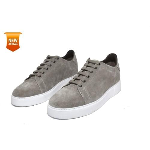 Handmade Beige Suede Sneakers with Height Increasing Extra Light EVA Soles, Mens Daily Comfort Sport Shoes, New 2021 Collection