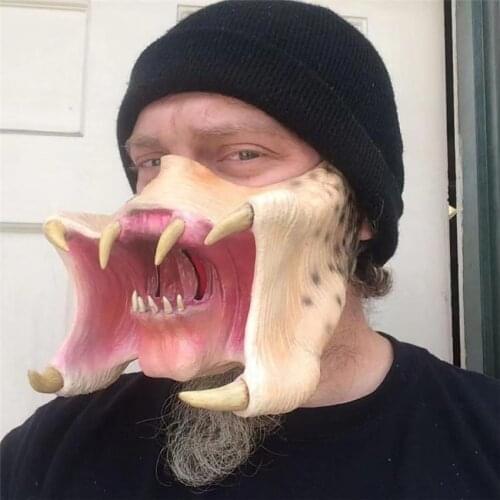 Takerlama Halloween Masks Latex Predator Mask Half Face Headgear Alien Antenna Costume Props