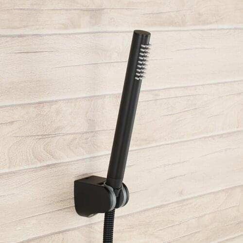 Matte Black Solid brass bathroom Handheld Shower Head complete set with Adjustable shower holder 1.5m stainless steel hose