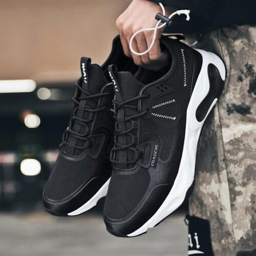 ZEEKSON Fashion sports leather running shoes mens shock absorption non-slip running shoes mens Korean trendy shoes casual shoe