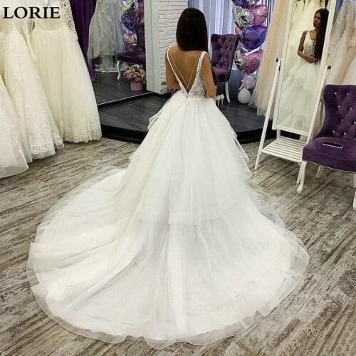 LORIE Princess Wedding Dress Appliqued Lace Backless Bride Gowns vestidos de novia Custom Made