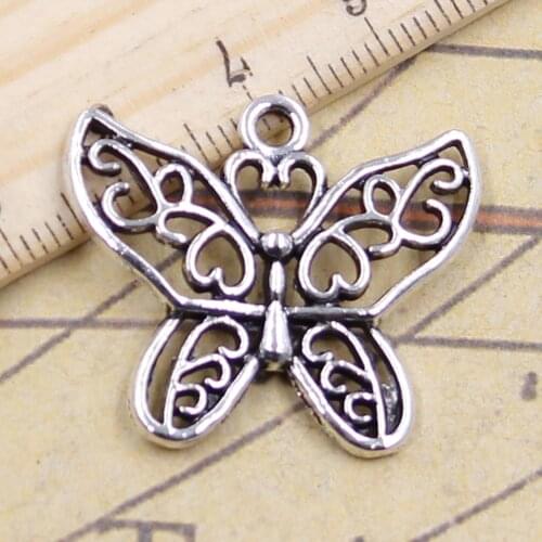 10pcs Charms Hollow Butterfly 26x29mm Tibetan Silver Color Pendants Antique Jewelry Making DIY Handmade Craft Pendant