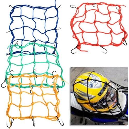 Motorbike Helmet Mesh Bungee Cargo Net Storage Motorcycle Helmet Bungee 6 Hooks Luggage Hold Down Cargo Organiser Nets 30*30cm